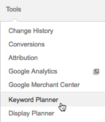Click the Tools menu with Adwords to access the Keyword Planner