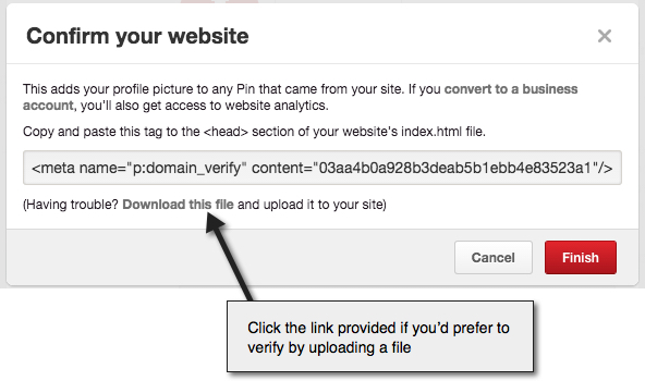 Follow the instructions provided to verify your website