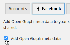 Tick the option to add Open Graph meta data