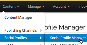 Go to Content > Social Profiles > Social Profile Manager from the menu
