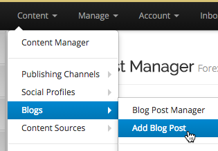 Click Content > Blogs > Add Blog Post from the menu