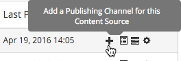 Click the + icon to add a Publishing Channel for the Content Source