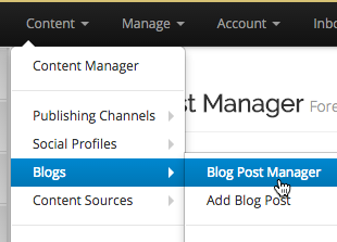 Click Content > Blogs > Blog Post Manager from the top menu