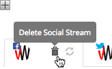Delete a Social Stream by clicking the trash can button provided