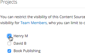 If you want to restrict the visibility of the Content Source to certain projects only, tick the checkboxes provided