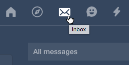 Messages on Tumblr - click the envelope icon