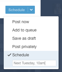 Pick the schedule option and enter a date when you want the post to be published