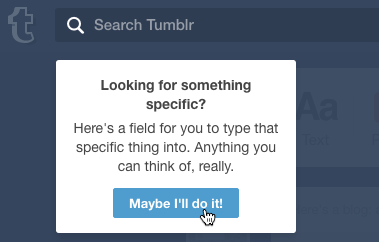 The search field allows you to find anything on Tumblr