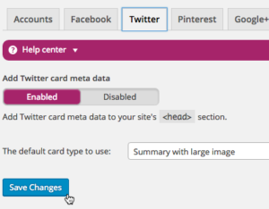 Click the Twitter tab to update Twitter card information within Yoast's SEO plugin