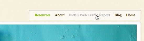 Ana Hoffman's TrafficGenerationCafe uses a simple menu link to an opt-in page to join her list