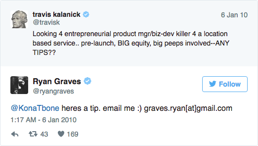 Uber's founders met following a Tweet