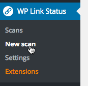 Click New scan from the WP Link Status menu 
